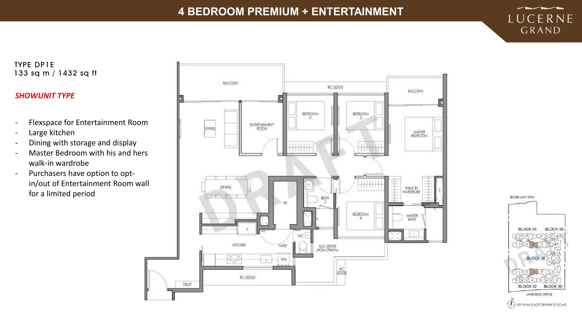4 Bedroom Premium + Entertainment layout plan (Type DP1E)