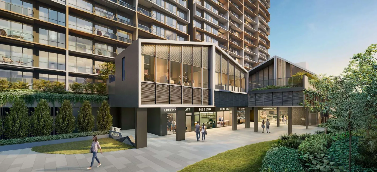 Artist's impression of the Community Plaza and Lucerne Galleria retail
